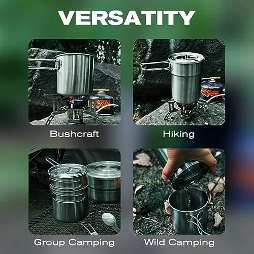 Versatile camping cookware for bushcraft, hiking, group camping, and wild camping.