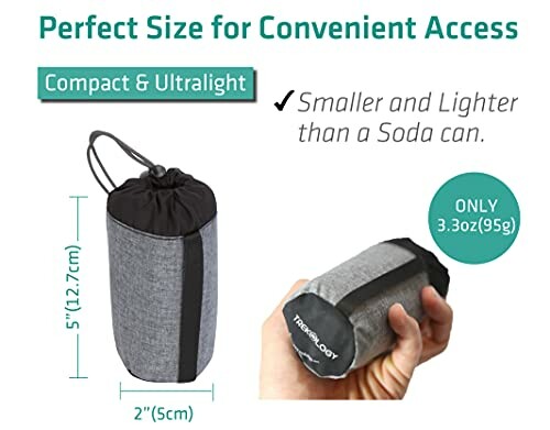 Compact and ultralight pouch smaller than a soda can.