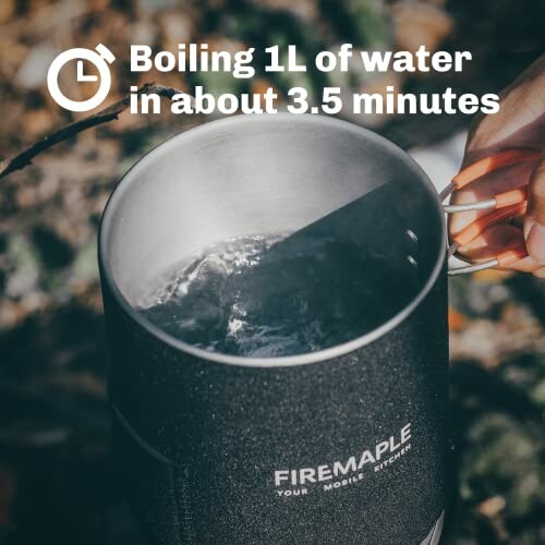 Portable water boiler heating 1L in 3.5 minutes.